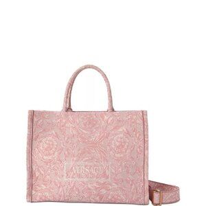 Versace Jacquard Barocco Canvas Tote Shoulder Bag Shopper Pale Pink